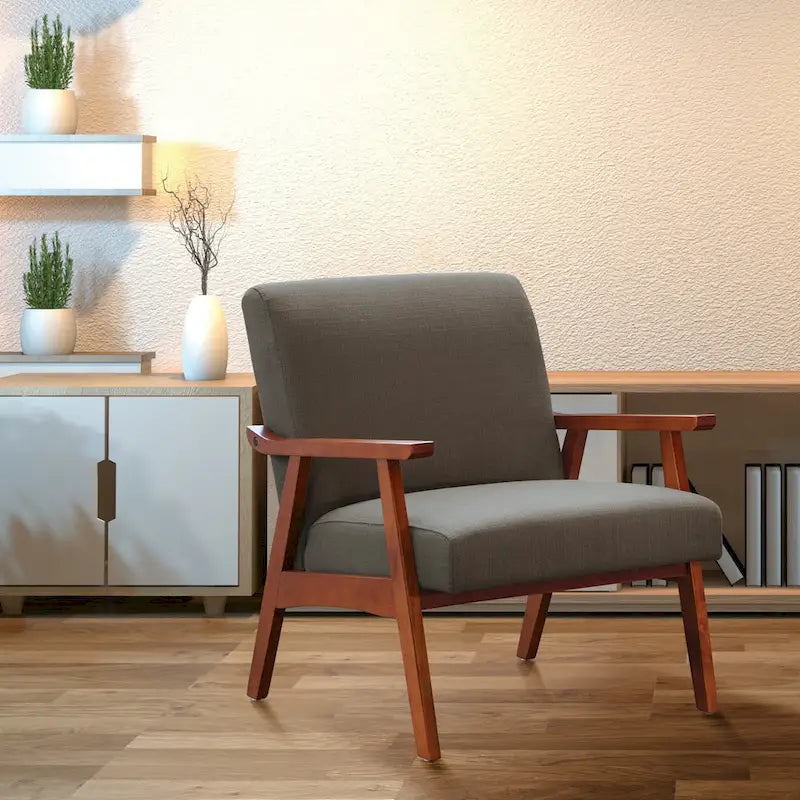 Mid-Century Sessel mit angewinkelten Holzbeinen