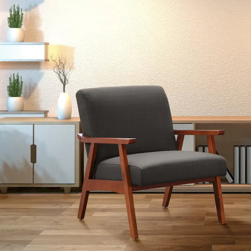 Mid-Century Sessel mit angewinkelten Holzbeinen