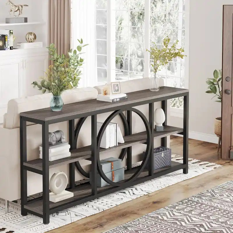70.9" Industrial Sofa Konsolentisch mit Metallbeinen - 3 Ebenen