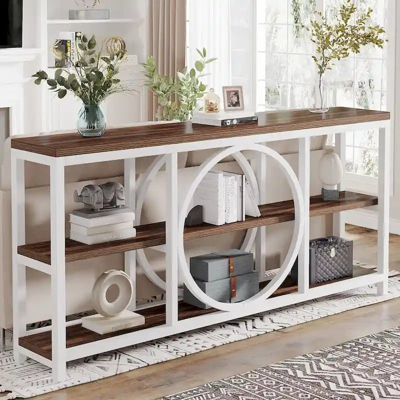 70.9" Industrial Sofa Konsolentisch mit Metallbeinen - 3 Ebenen