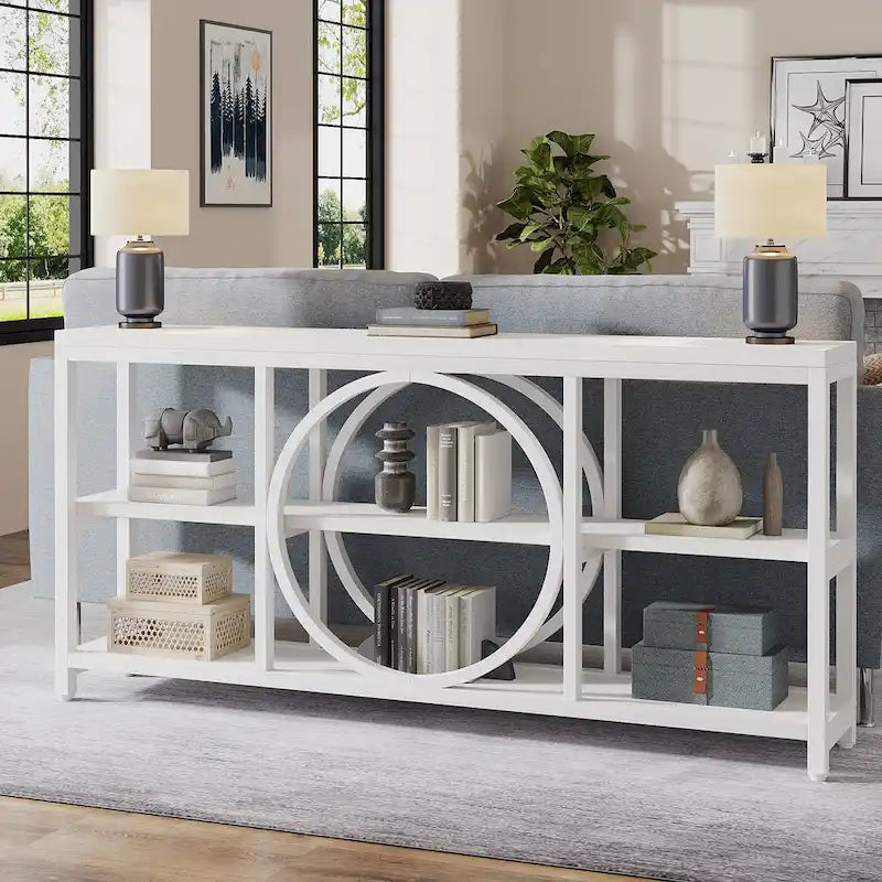 70.9" Industrial Sofa Konsolentisch mit Metallbeinen - 3 Ebenen