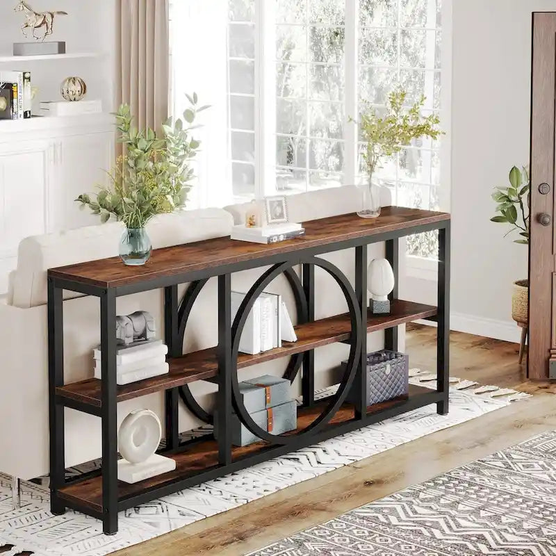 70.9" Industrial Sofa Konsolentisch mit Metallbeinen - 3 Ebenen