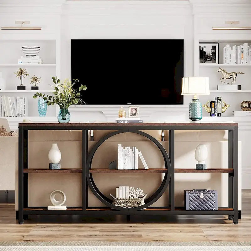 70.9" Industrial Sofa Konsolentisch mit Metallbeinen - 3 Ebenen