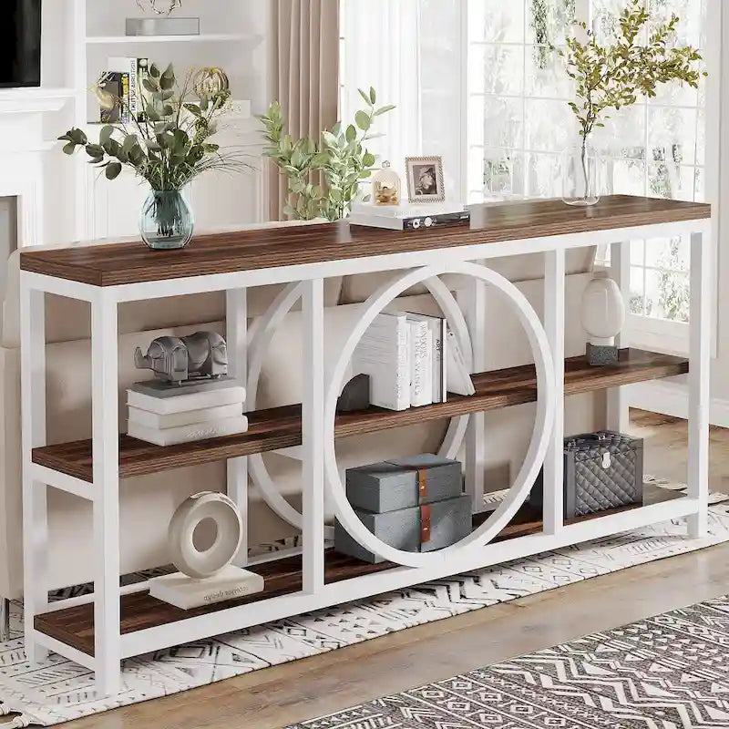 70.9" Industrial Sofa Konsolentisch mit Metallbeinen - 3 Ebenen