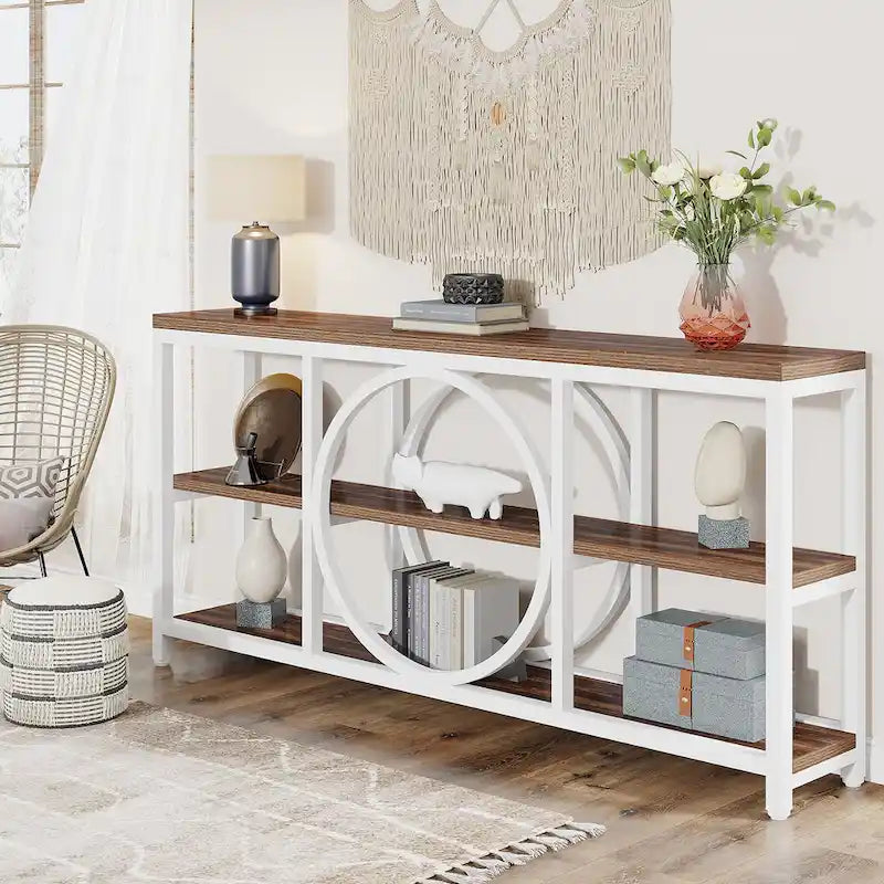 70.9" Industrial Sofa Konsolentisch mit Metallbeinen - 3 Ebenen