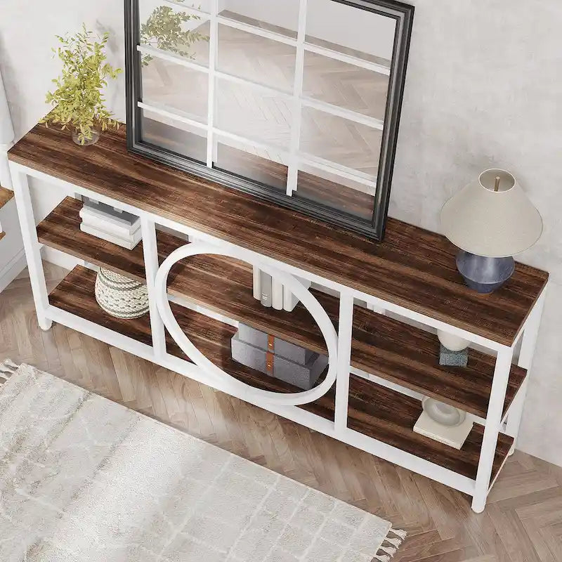 70.9" Industrial Sofa Konsolentisch mit Metallbeinen - 3 Ebenen