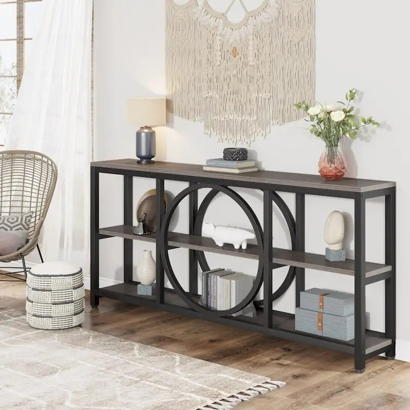 70.9" Industrial Sofa Konsolentisch mit Metallbeinen - 3 Ebenen