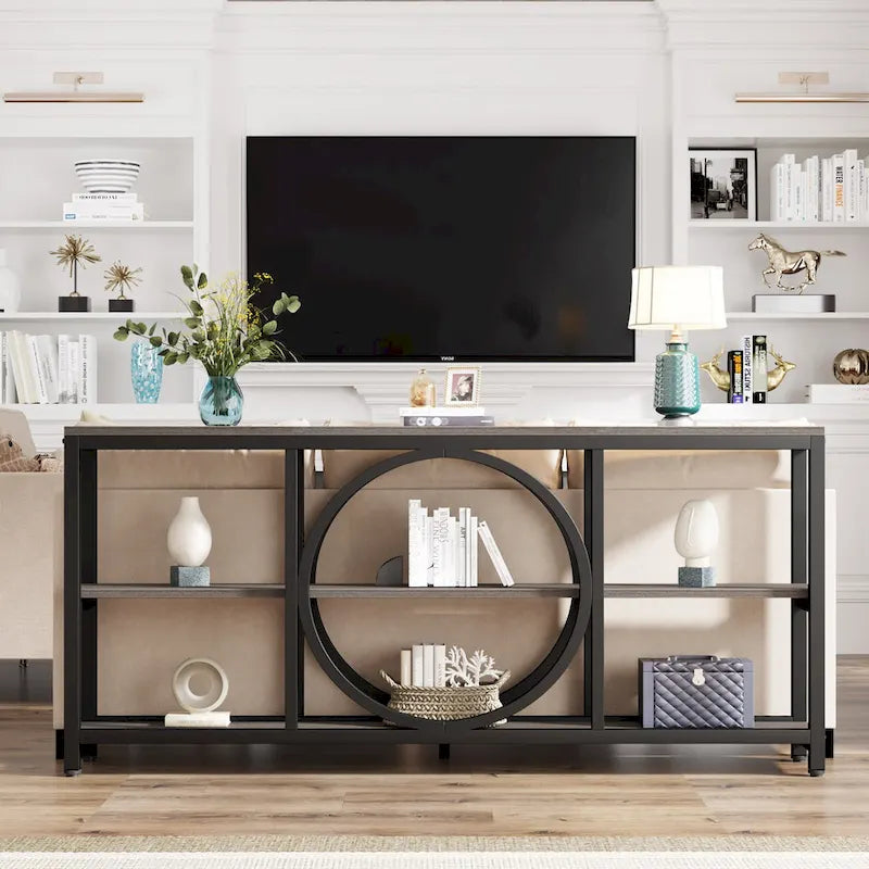 70.9" Industrial Sofa Konsolentisch mit Metallbeinen - 3 Ebenen