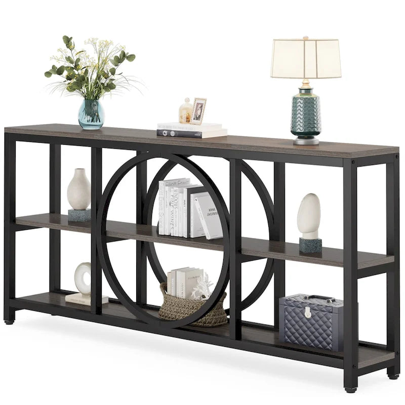 70.9" Industrial Sofa Konsolentisch mit Metallbeinen - 3 Ebenen