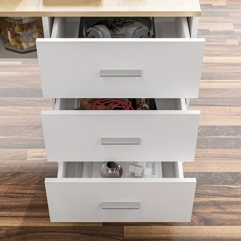 63" höhenverstellbarer Schreibtisch mit integriertem Schrank und Schubladen