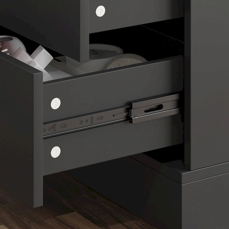 63" höhenverstellbarer Schreibtisch mit integriertem Schrank und Schubladen