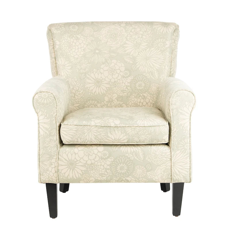Rot/Elfenbein Floral Clubsessel - 30Bx33Tx35H