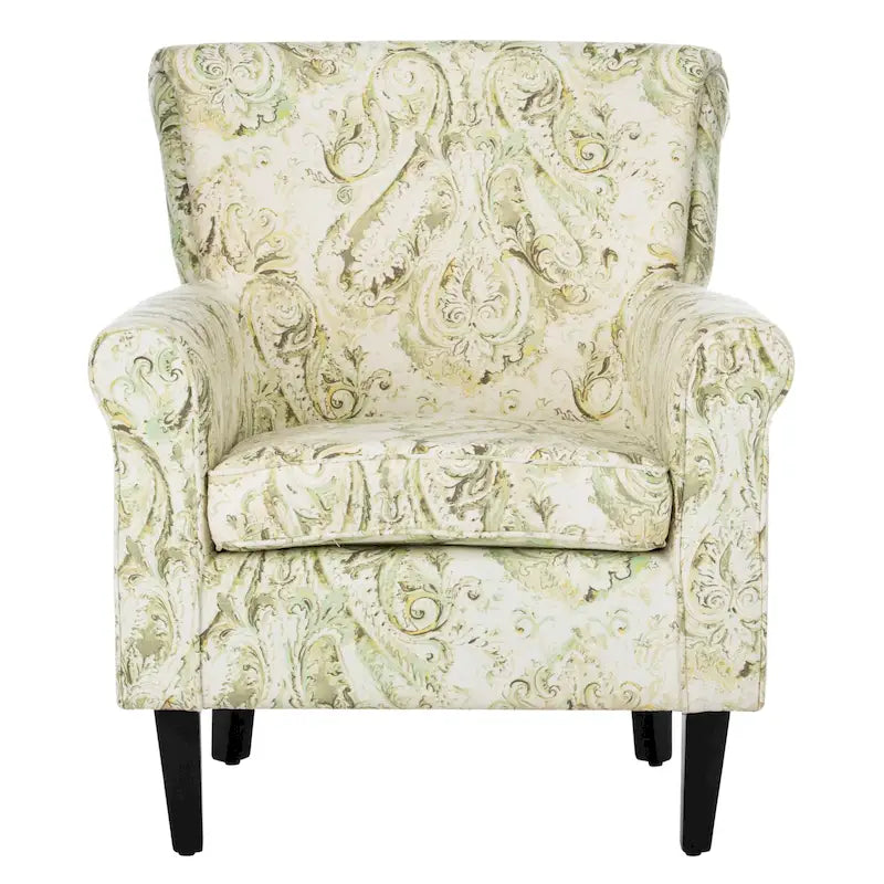 Rot/Elfenbein Floral Clubsessel - 30Bx33Tx35H