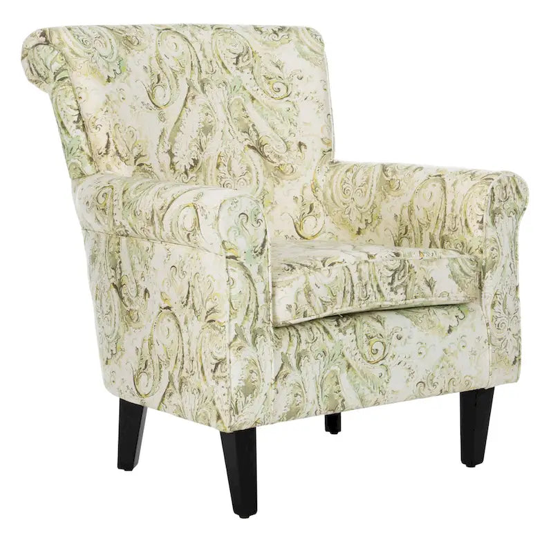 Rot/Elfenbein Floral Clubsessel - 30Bx33Tx35H
