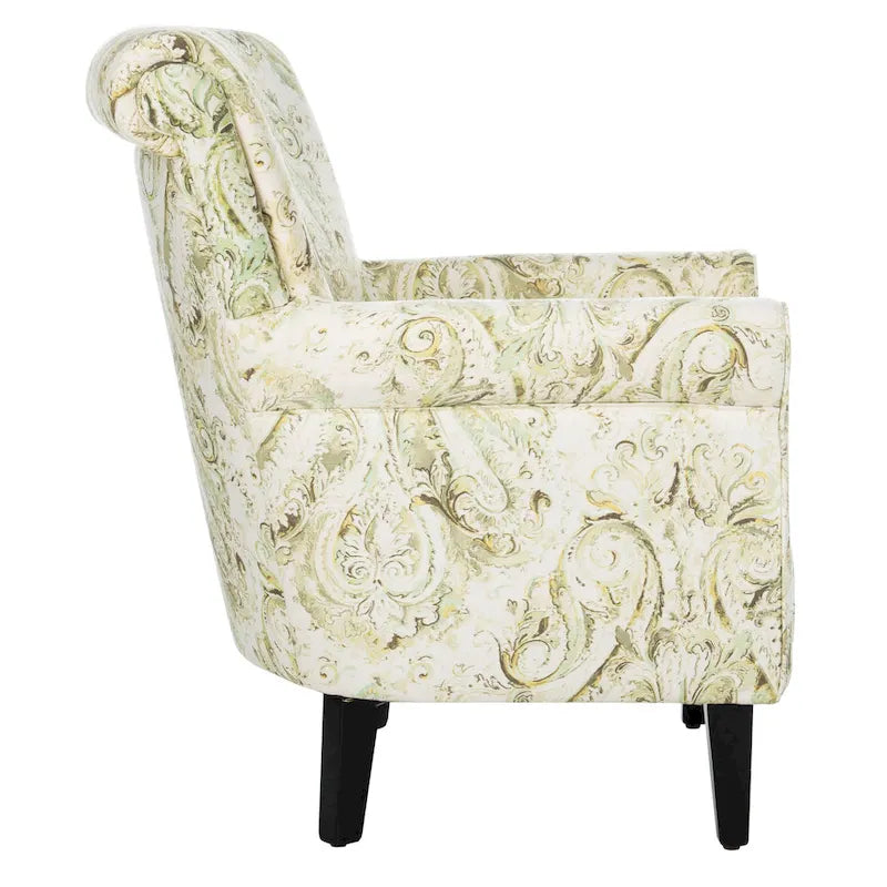 Rot/Elfenbein Floral Clubsessel - 30Bx33Tx35H