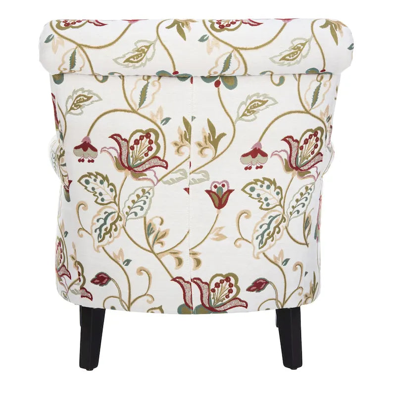 Rot/Elfenbein Floral Clubsessel - 30Bx33Tx35H