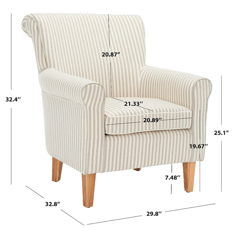 Rot/Elfenbein Floral Clubsessel - 30Bx33Tx35H