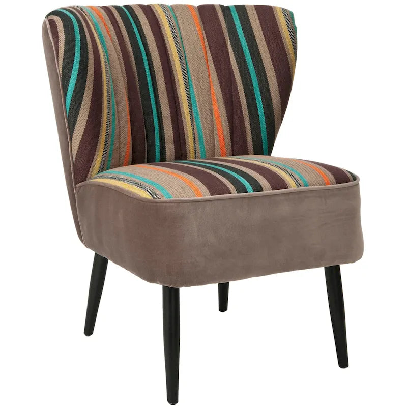 Mid-Century Akzentstuhl mit Regenbogenstreifen - 24B x 28T x 30H
