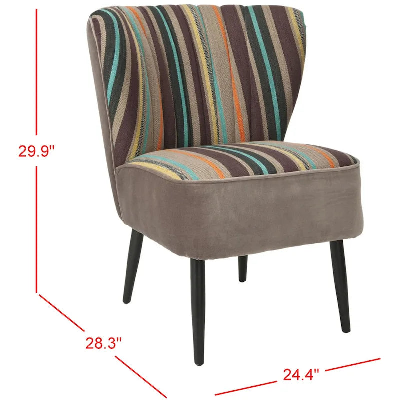 Mid-Century Akzentstuhl mit Regenbogenstreifen - 24B x 28T x 30H