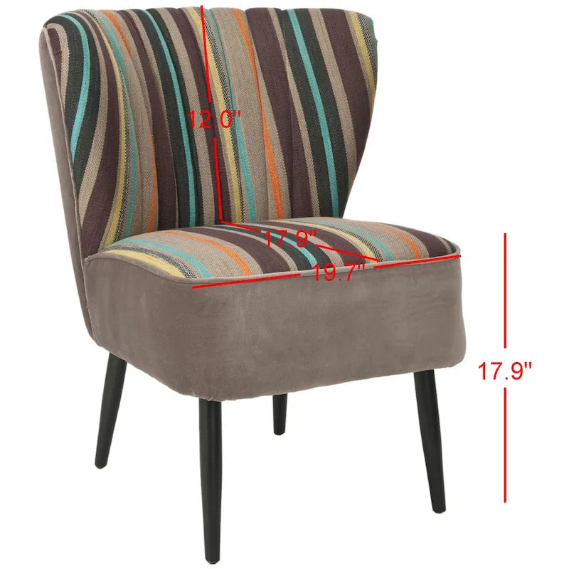 Mid-Century Akzentstuhl mit Regenbogenstreifen - 24B x 28T x 30H