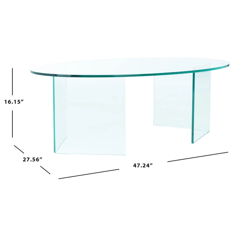 Couchtisch aus gehärtetem Glas – 47Bx28Tx16H