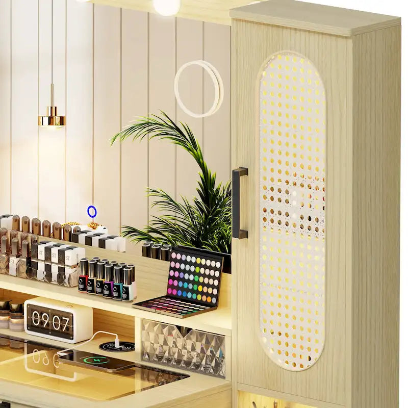Schminktisch mit LED-Beleuchtung und Ladestation