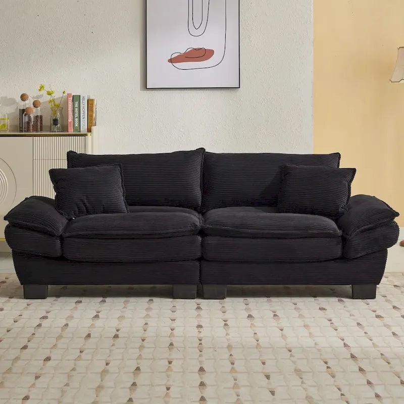Sofa mit Cordbezug und tiefer Sitzfläche – 213 cm L x 81 cm B x 81 cm H