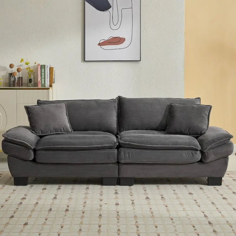 Sofa mit Cordbezug und tiefer Sitzfläche – 213 cm L x 81 cm B x 81 cm H