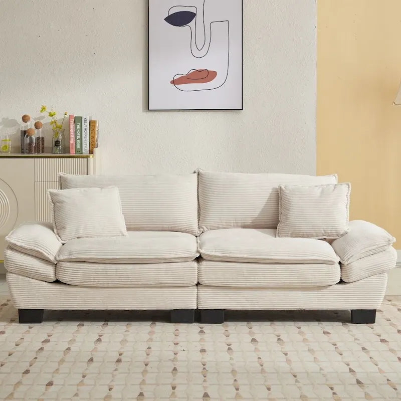 Corduroy Upholstered Deep Seat Sofa
