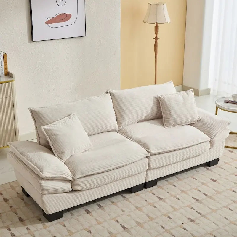 Sofa mit Cordbezug und tiefer Sitzfläche – 213 cm L x 81 cm B x 81 cm H
