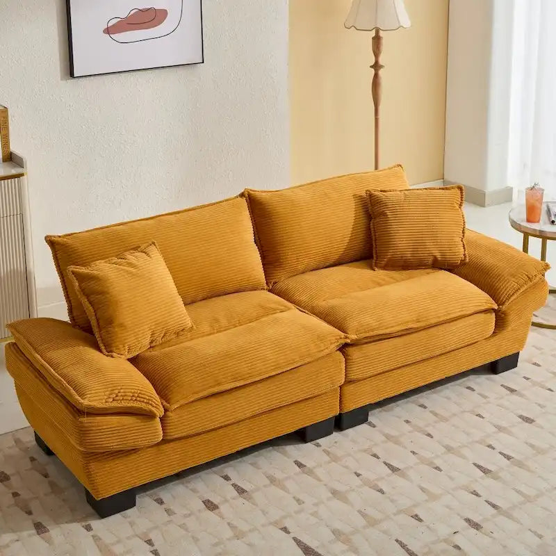 Sofa mit Cordbezug und tiefer Sitzfläche – 213 cm L x 81 cm B x 81 cm H