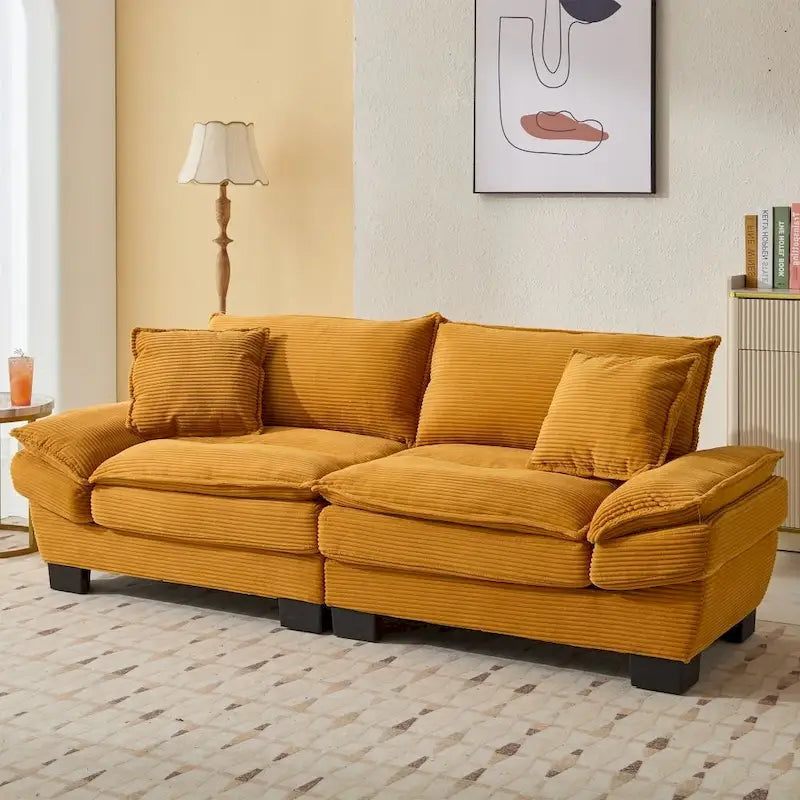 Sofa mit Cordbezug und tiefer Sitzfläche – 213 cm L x 81 cm B x 81 cm H