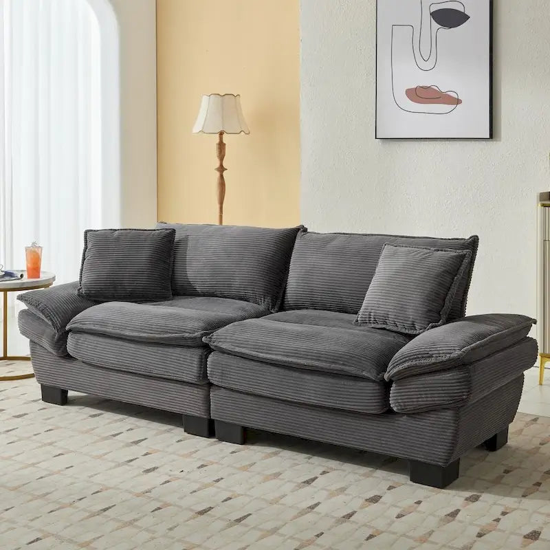Sofa mit Cordbezug und tiefer Sitzfläche – 213 cm L x 81 cm B x 81 cm H