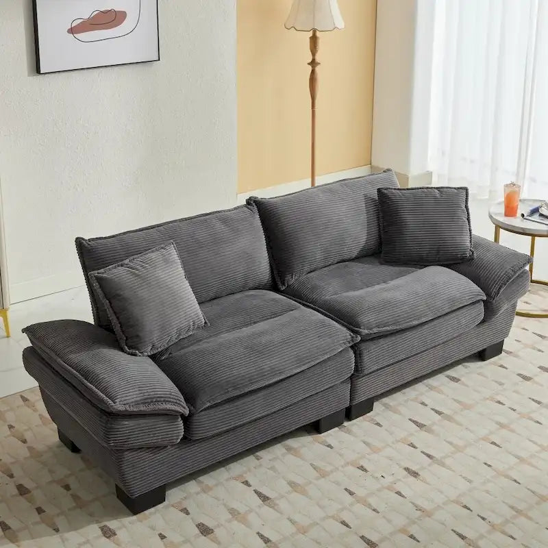 Sofa mit Cordbezug und tiefer Sitzfläche – 213 cm L x 81 cm B x 81 cm H
