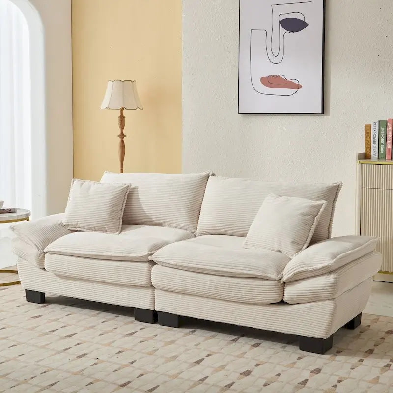 Sofa mit Cordbezug und tiefer Sitzfläche – 213 cm L x 81 cm B x 81 cm H
