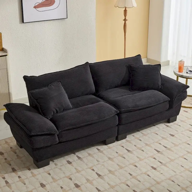 Sofa mit Cordbezug und tiefer Sitzfläche – 213 cm L x 81 cm B x 81 cm H