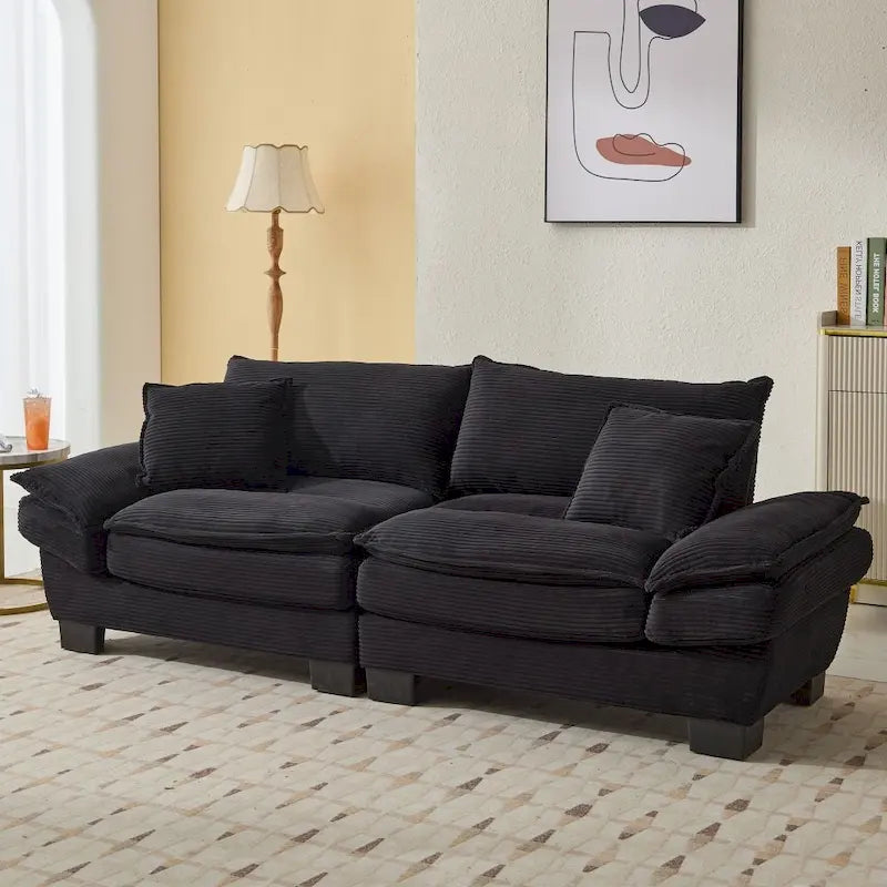 Sofa mit Cordbezug und tiefer Sitzfläche – 213 cm L x 81 cm B x 81 cm H