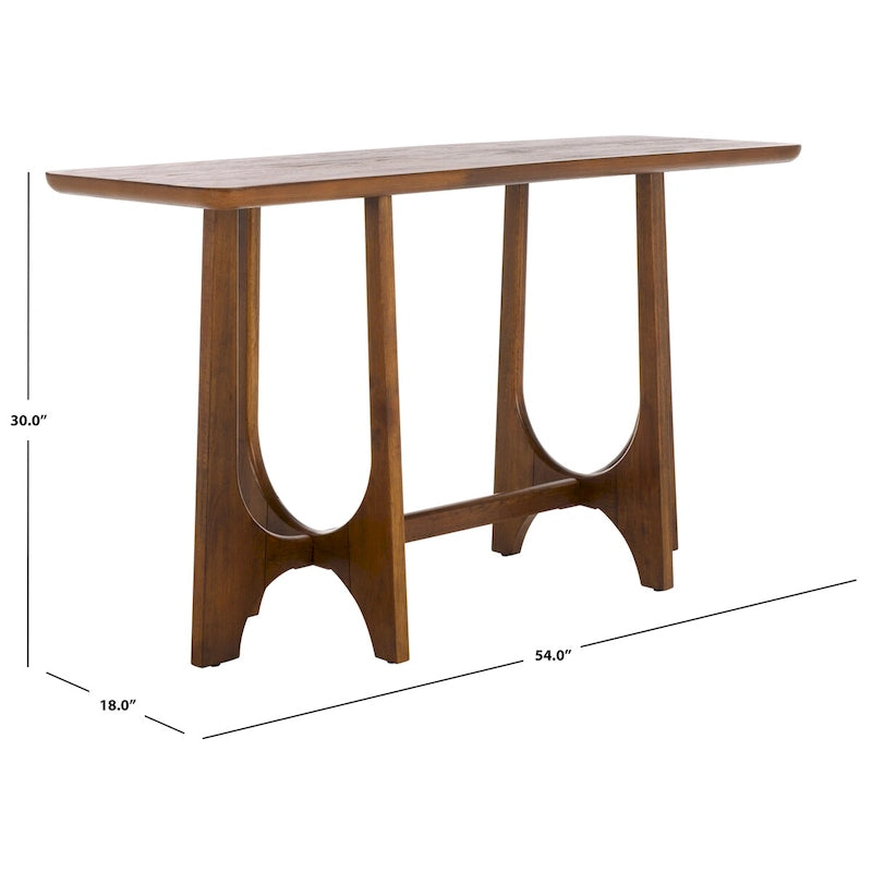 Konsole aus massivem Gummibaumholz mit Eichenfurnier – 54B x 18T x 30H