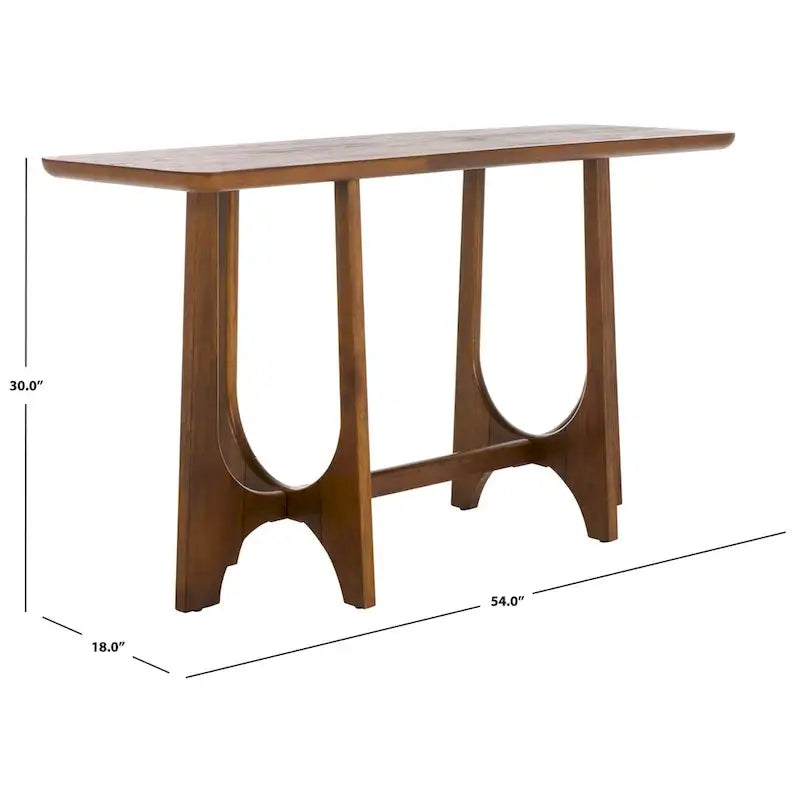 Konsole aus massivem Gummibaumholz mit Eichenfurnier – 54B x 18T x 30H