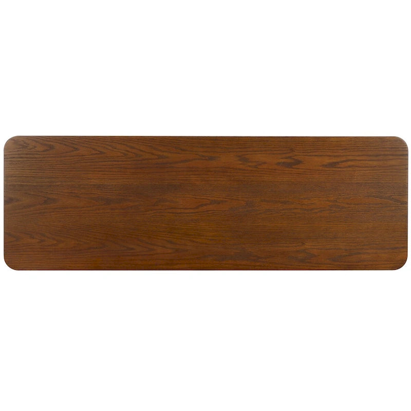Konsole aus massivem Gummibaumholz mit Eichenfurnier – 54B x 18T x 30H
