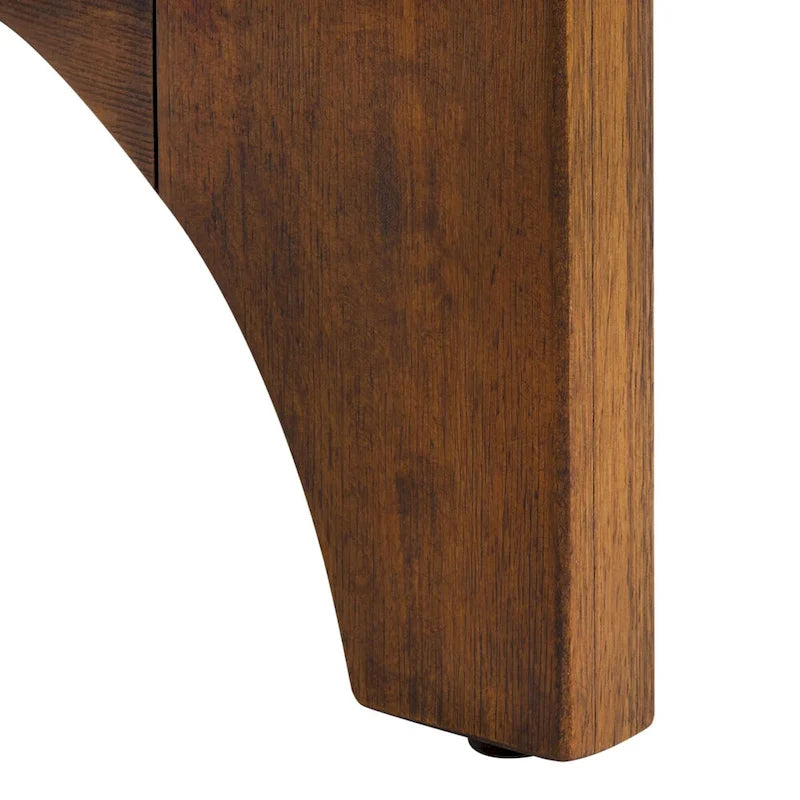 Konsole aus massivem Gummibaumholz mit Eichenfurnier – 54B x 18T x 30H