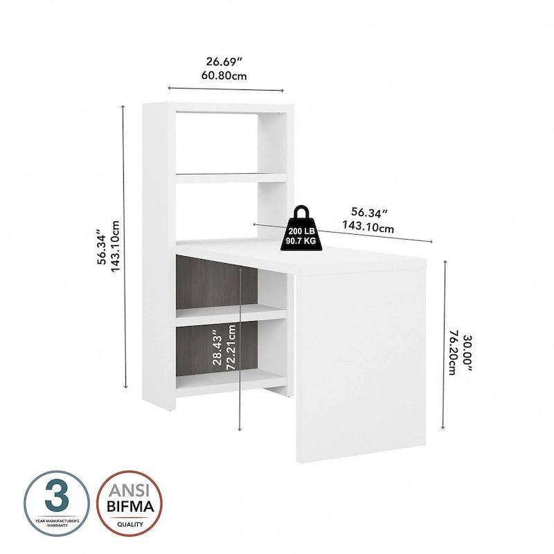 56W Bücherregal-Schreibtisch mit verstellbaren Einlegeböden